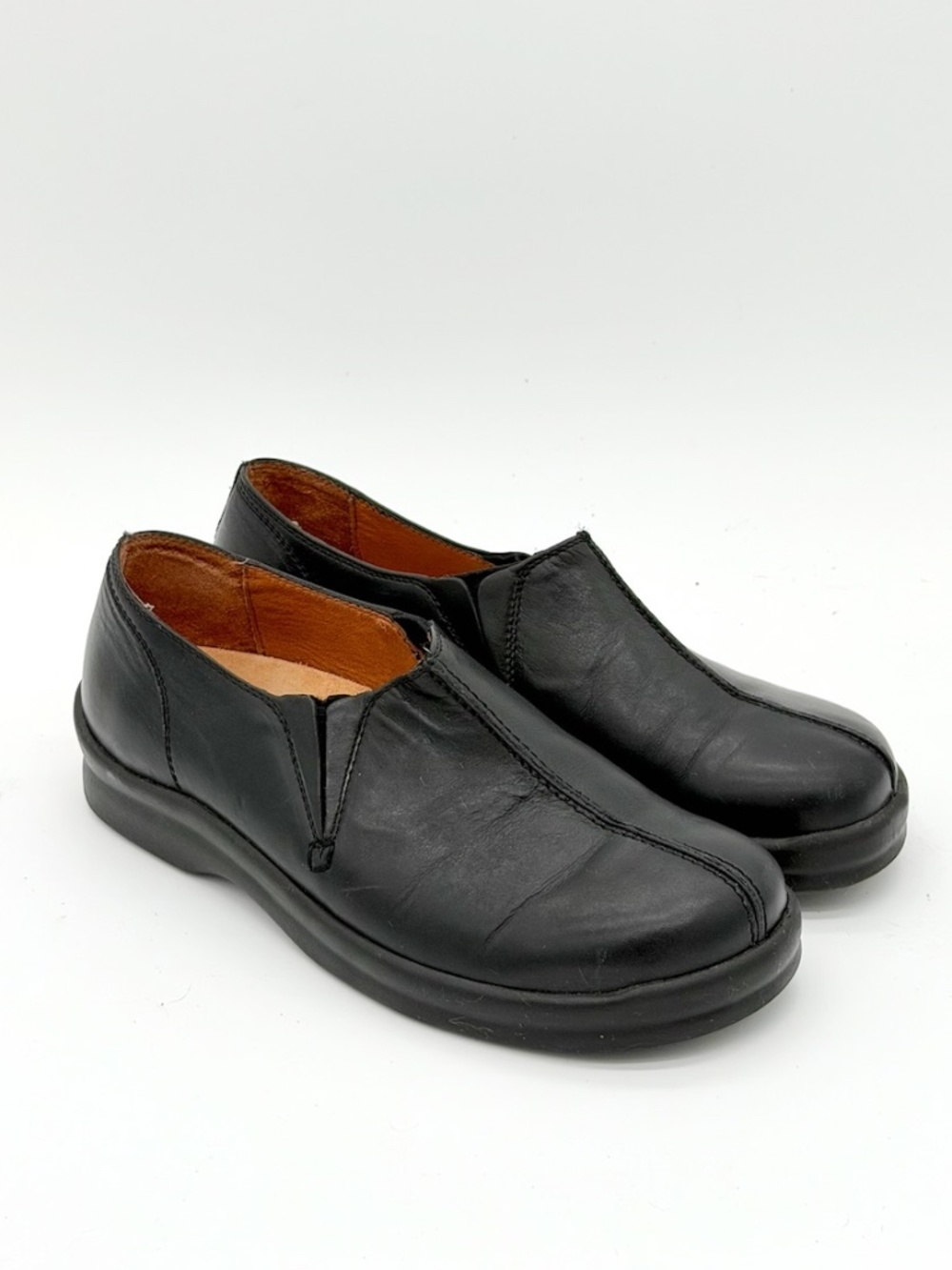Footprints Birkenstock Womens 39 Black Leather Slip On Loafers Clogs Comfort